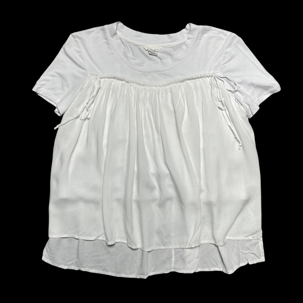 Caslon White Cap Sleeve Layered Blouse M